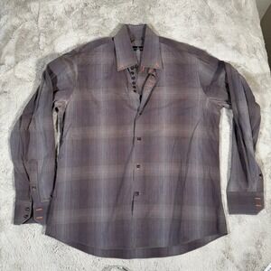 La Corona Roma Plaid Dress Shirt Button Down Long‎ Sleeve Made in Italy 17.5